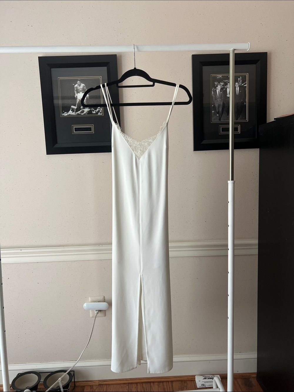 Topshop White Slip Dress with Lace V-Neck